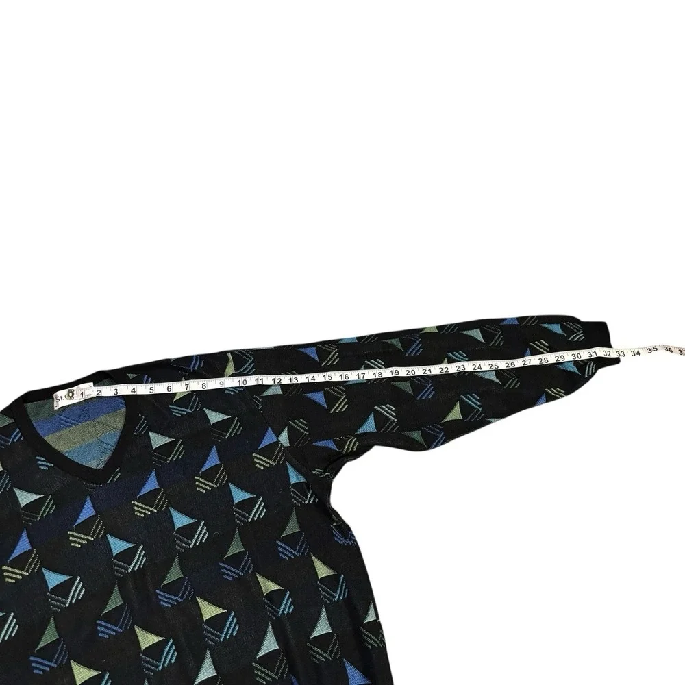 St. Croix Crewneck Sweater All Over Print Men's Large Geometric Vintage Colorful